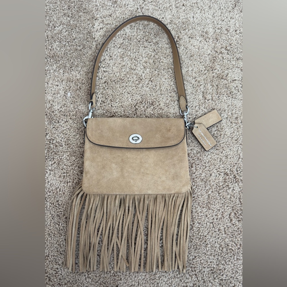Coach Tan Suede Fringe Crossbody Bag